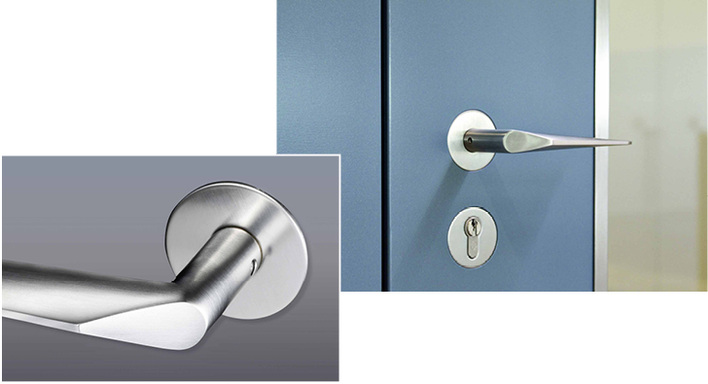 



Der Design-Drücker „Komé“ mit flächenbündiger Rosette integriert sich planeben in das Türblatt. Das System wurde mit dem „iF Product Design Award“ ausgezeichnet.
