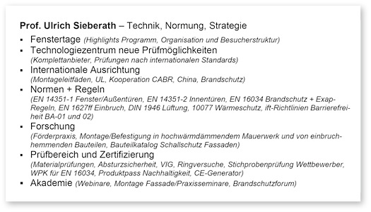 



Ein sehr umfangreiches Technik-Paket stellte Prof. Ulrich Sieberath auf der Pressekonferenz der Rosenheimer Fenstertage vor.
