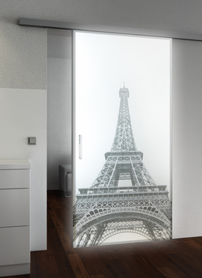 Die Sprinz-Schiebetüre mit LED leuchtet beidseitig, auch während des Öffnens und Schließens.