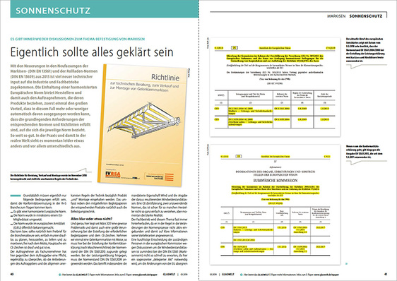 Der Fachartikel zur Normensituation bei den Markisen zeigt das derzeitige Dilemma.
