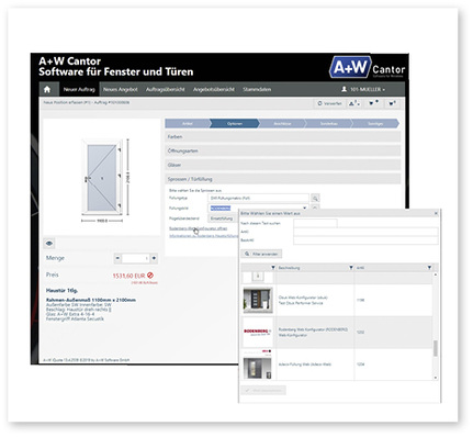 



Eine Türfüllung wird benötigt: Der A+W iQuote-Benutzer wählt mit einem Mausklick den online-Konfigurator des Zulieferers aus.
