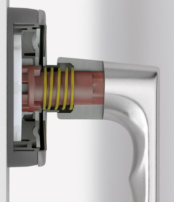 Griffe mit SecuForte können nur durch Drücken des Griffs in Richtung Rosette ­betätigt werden.