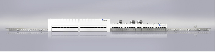 



Die Grafik hier zeigt die größte Anlage des finnischen Herstellers, die für maximale Glasgrößen von 3,4 × 18 m ausgelegt ist.
