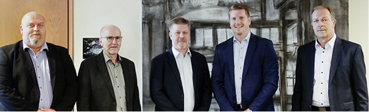 
Neue Partner (v. l.): Jarno Nieminen (GF Vertrieb Hegla-Taifin), Esa Lammi (GF Hegla-Taifin), Jukka Sääksi (GF Hegla- Taifin), Jochen H. Hesselbach (CEO der Hegla-Gruppe) und Bernhard Hötger (COO der Hegla-Gruppe).



