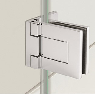 
Das neue Anschlagtürband im 90-Grad-Winkel außen bei einer Wand-/Glaslösung montiert



