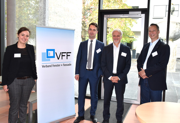 Sorgten für eine reibungslose und interessante Fachtagung: Christin Krauße vom VFF, Oliver Rakau | Oxford Economics GmbH, Dr. Christian Kaiser | Heinze GmbH und Holger Lipp | Weru GmbH